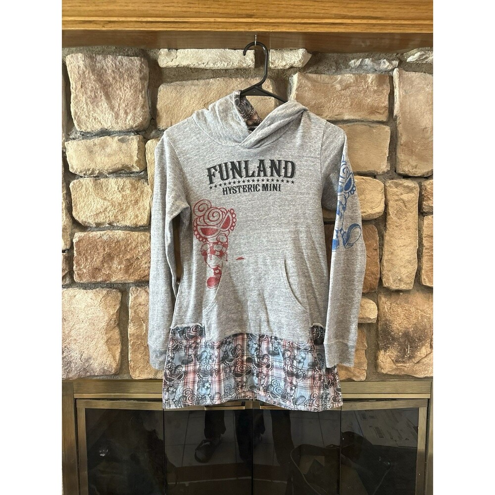 Hysteric Glamour Mini Tunic Long Sleeve Top Hoodie Funland Plaid JAPAN SZ 140 XS